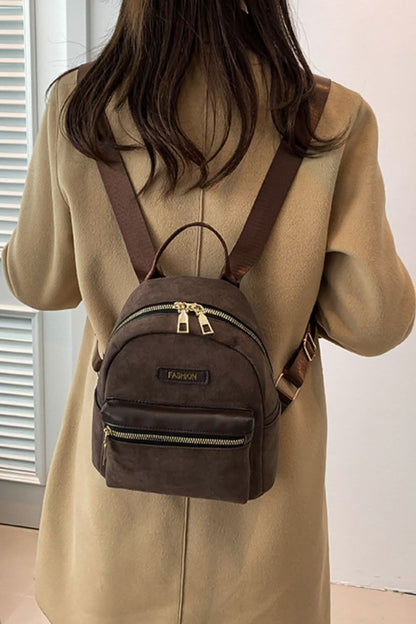 Chic suede mini backpack with adjustable straps