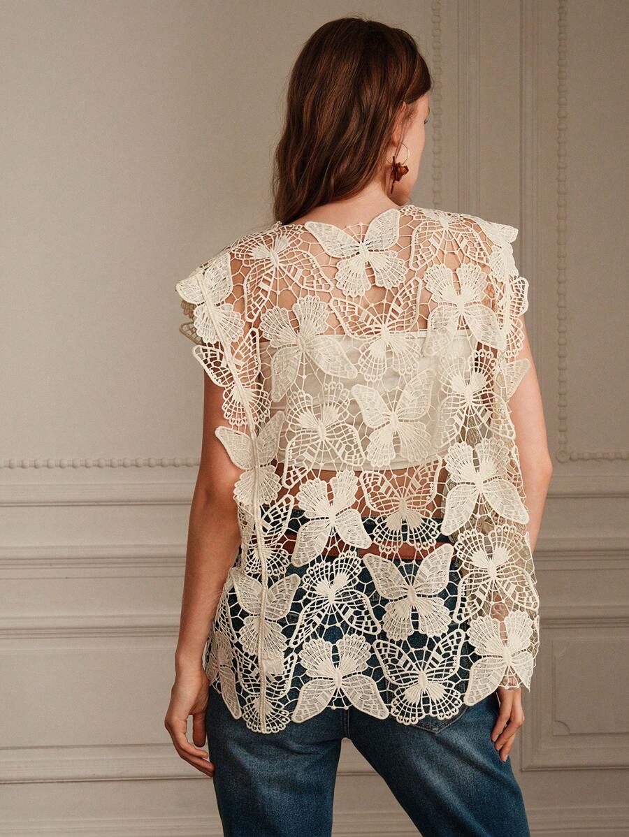 Cutout Sleeveless Blouse Crochet hook Bella Mia