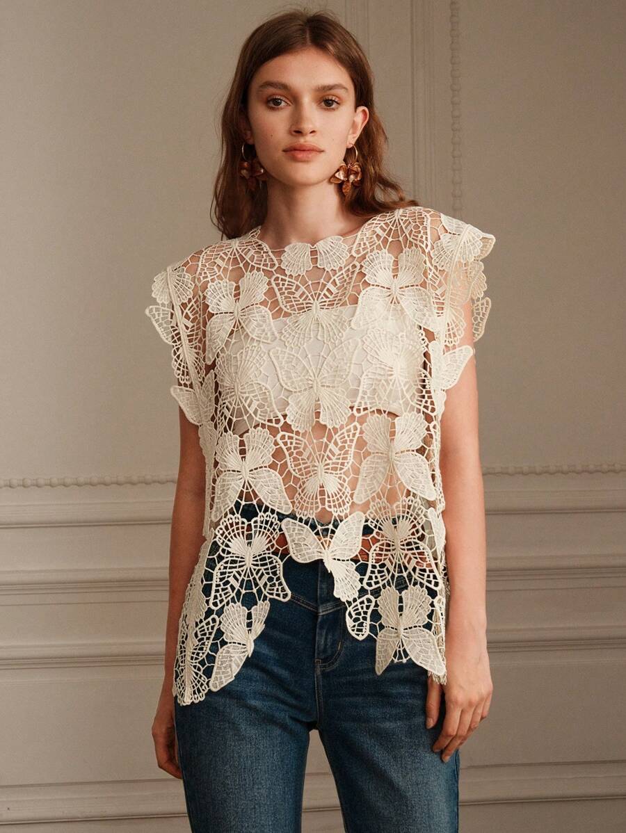 Cutout Sleeveless Blouse Crochet hook Bella Mia