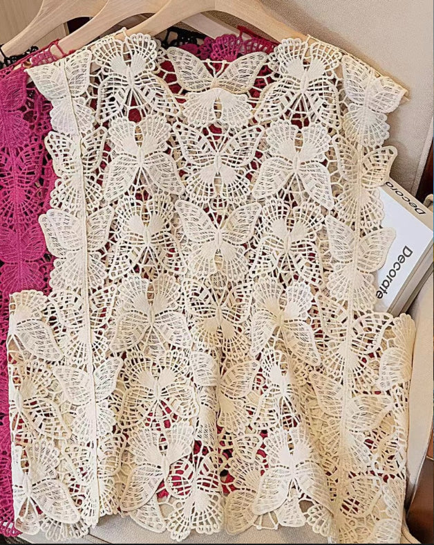 Cutout Sleeveless Blouse Crochet hook Bella Mia