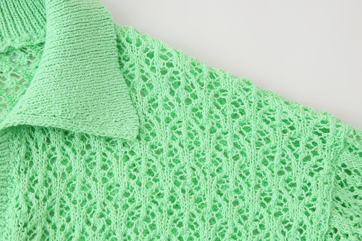 Women Clothing Summer Jacquard Mesh Loose Polo Collar Knitwear Bella Mia