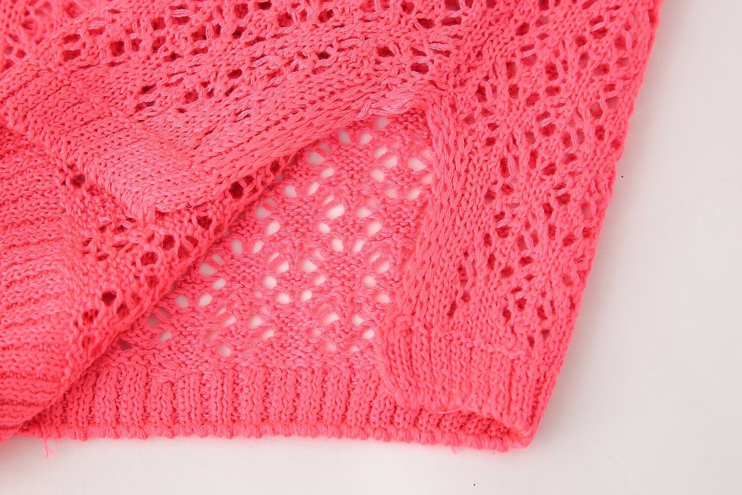 Women Clothing Summer Jacquard Mesh Loose Polo Collar Knitwear Bella Mia