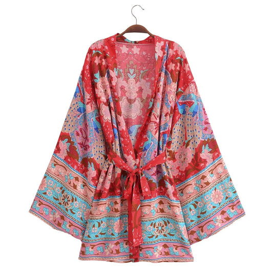 Summer Rayon Belt Short Kimono Cardigan Bella Mia