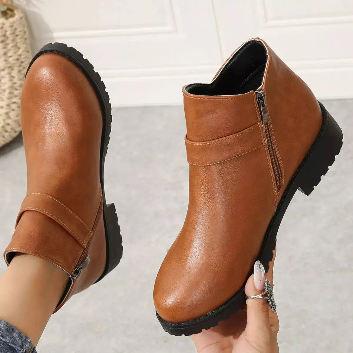 Round Toe Block Heels Boots Simply Love