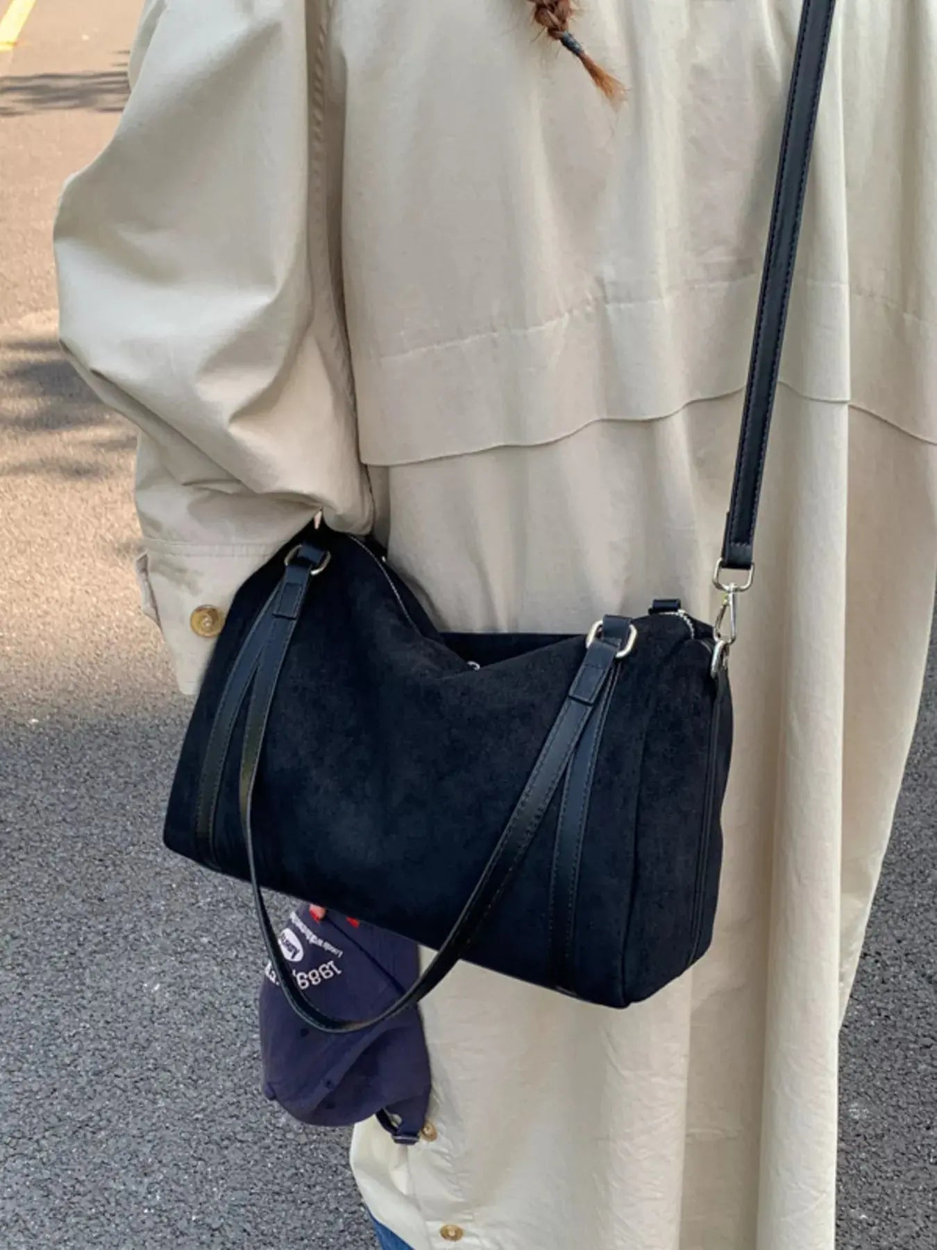 Suede Crossbody Bag with Zipper Simply Love
