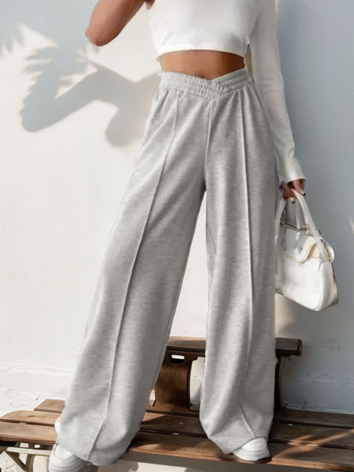 Versatile Wide Leg Pants with Elastic Waistband