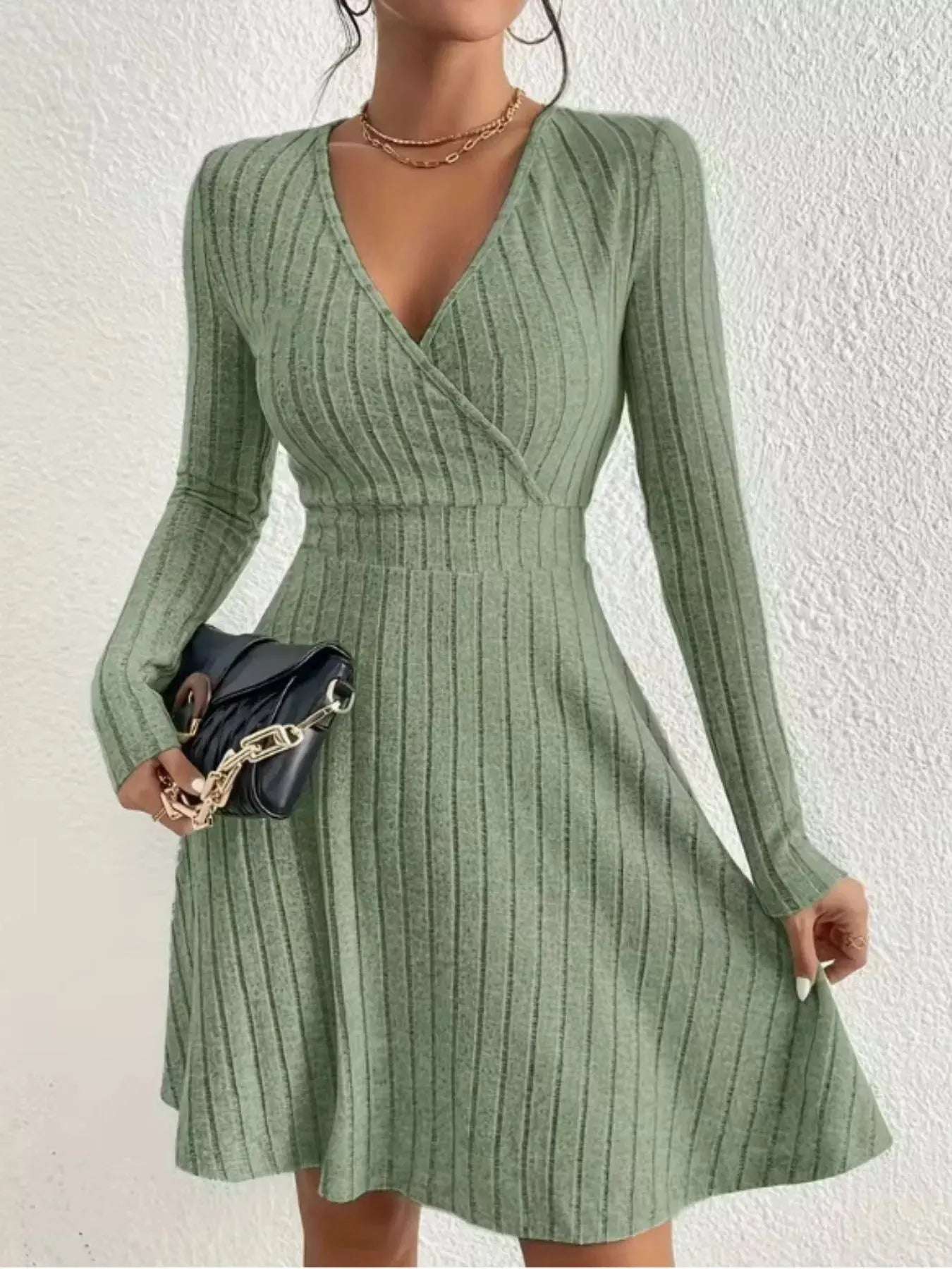Ribbed Knit Wrap Mini Dress Simply Love