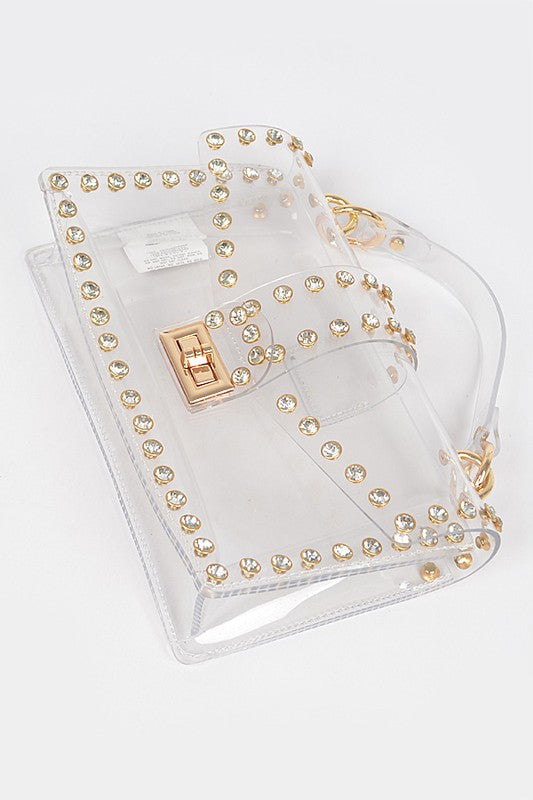Crystal Accent Clear Crossbody Swing Bag Coco’s Tee Boutique