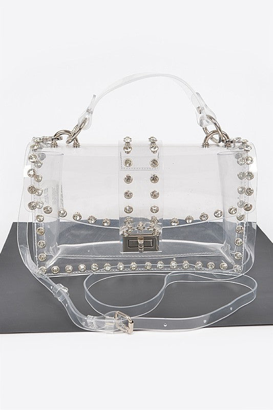 Crystal Accent Clear Crossbody Swing Bag Coco’s Tee Boutique
