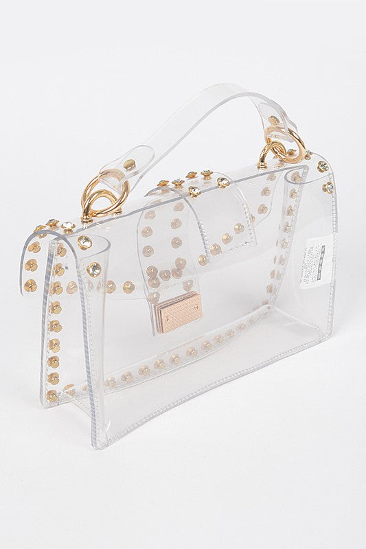 Crystal Accent Clear Crossbody Swing Bag Coco’s Tee Boutique