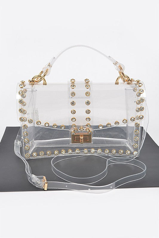 Crystal Accent Clear Crossbody Swing Bag Coco’s Tee Boutique