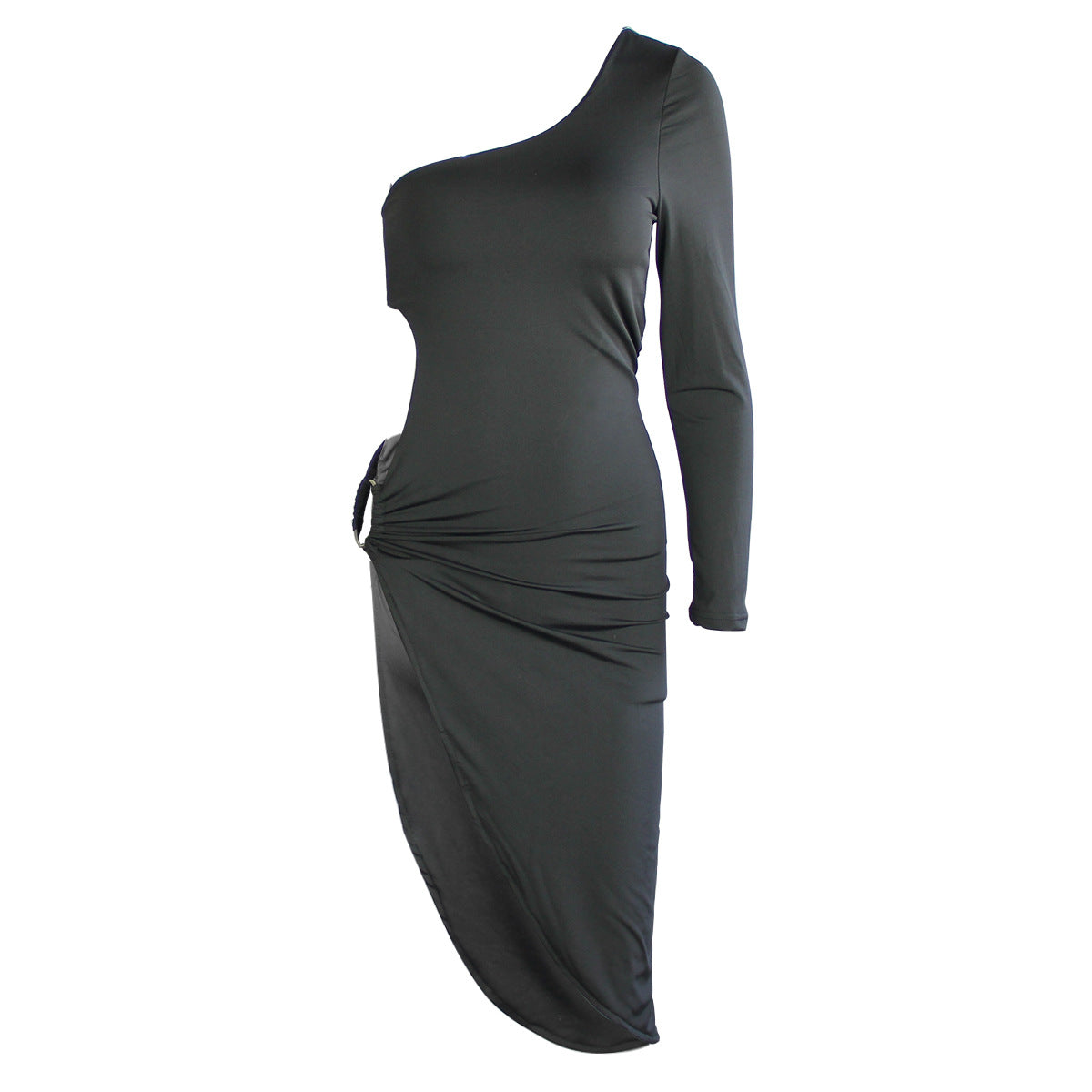 Autumn Winter One-shoulder Long-sleeved Dress Sexy Hollow Out Cutout Split Party Evening Dress Bella Mia