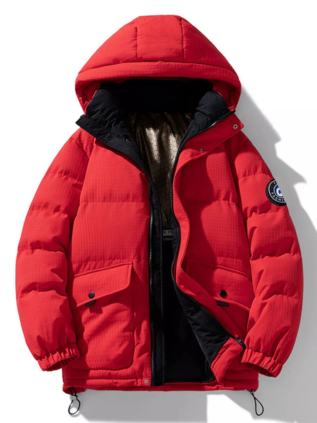 Men's Plus Size Contrast Hooded Puffer Jacket Simply Love