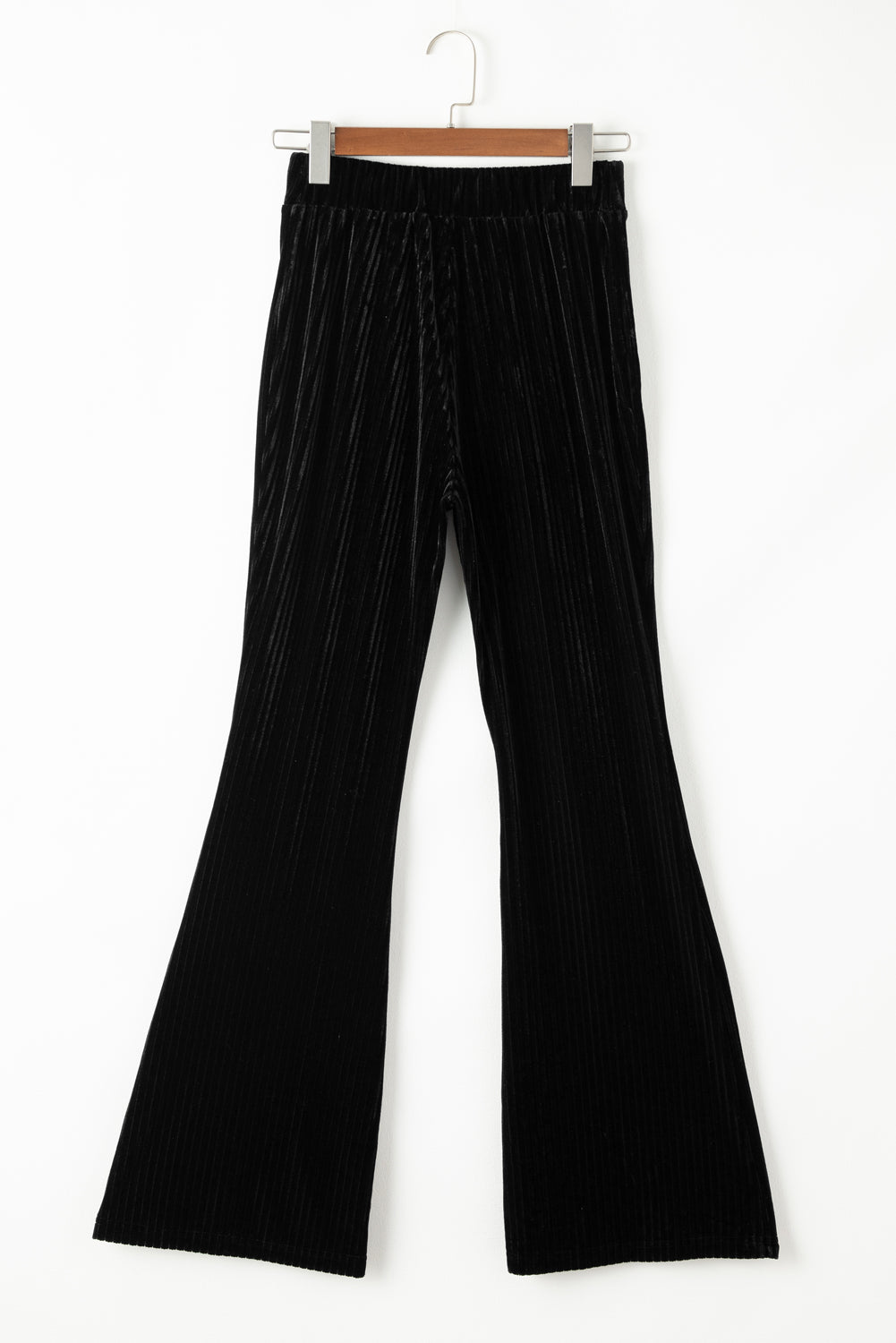 Chic black high-waist corduroy flare pants