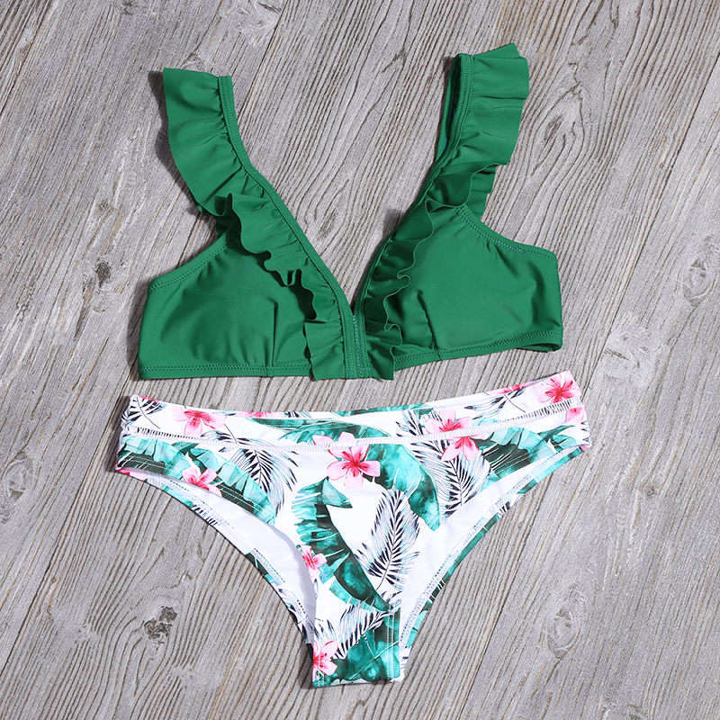 Printed Swimsuit Flounced Bikini Split Swimsuit Bella Mia
