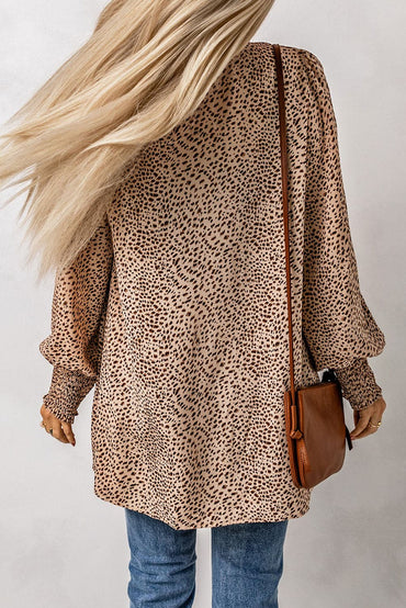 Leopard Print Balloon Sleeve Cardigan.