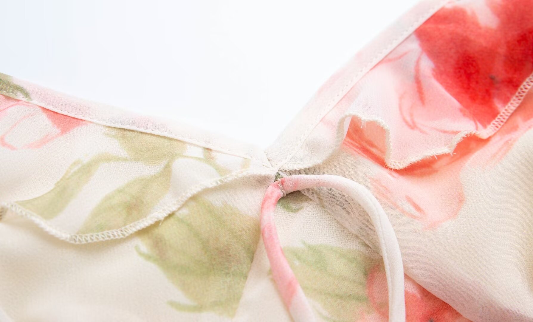 Spring Summer French Sexy Romantic Lotus Leaf Printed V neck Oblique Cut Fishtail Dress Bella Mia