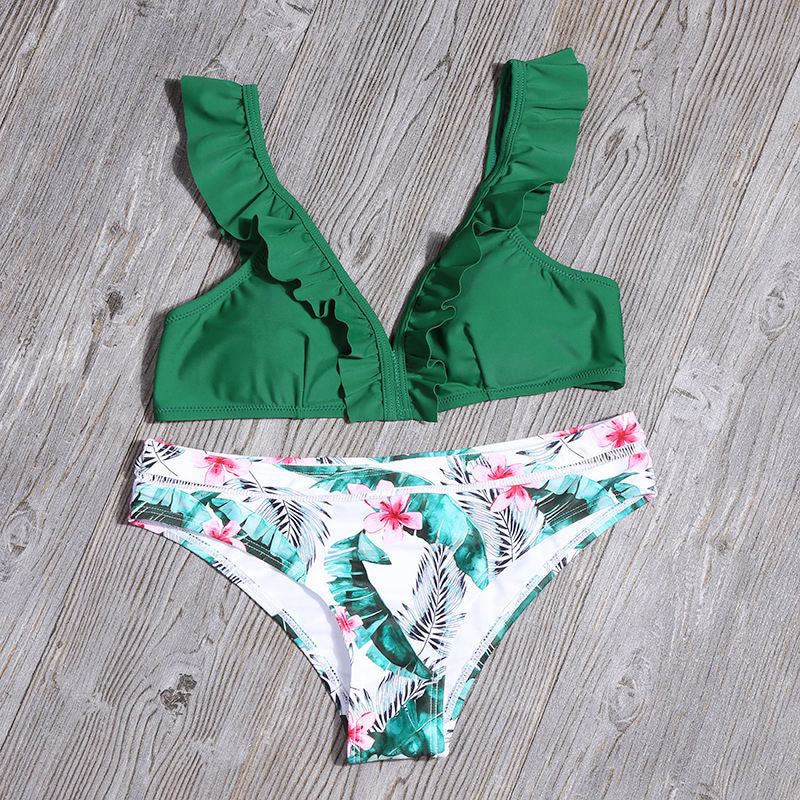 Printed Swimsuit Flounced Bikini Split Swimsuit Bella Mia