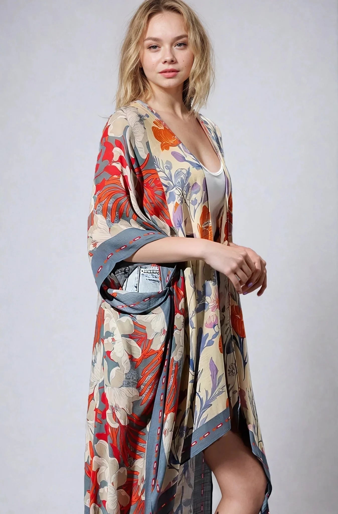 Wildflower Harmony Floral Bohemian Kimono Lightweight Fitkitty Culture Athleisure Wear, Yoga Wear & Women's Clothing