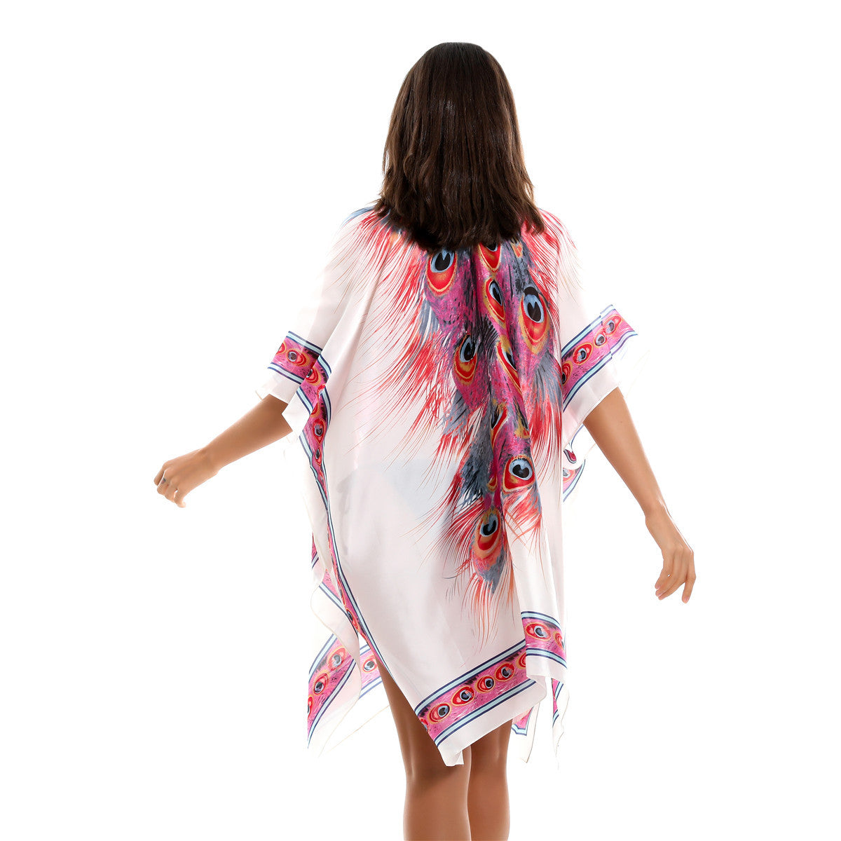 Spring Summer All Match Feather Pattern Bikini Sun Protective Blouse Swimwear Cover up Bella Mia