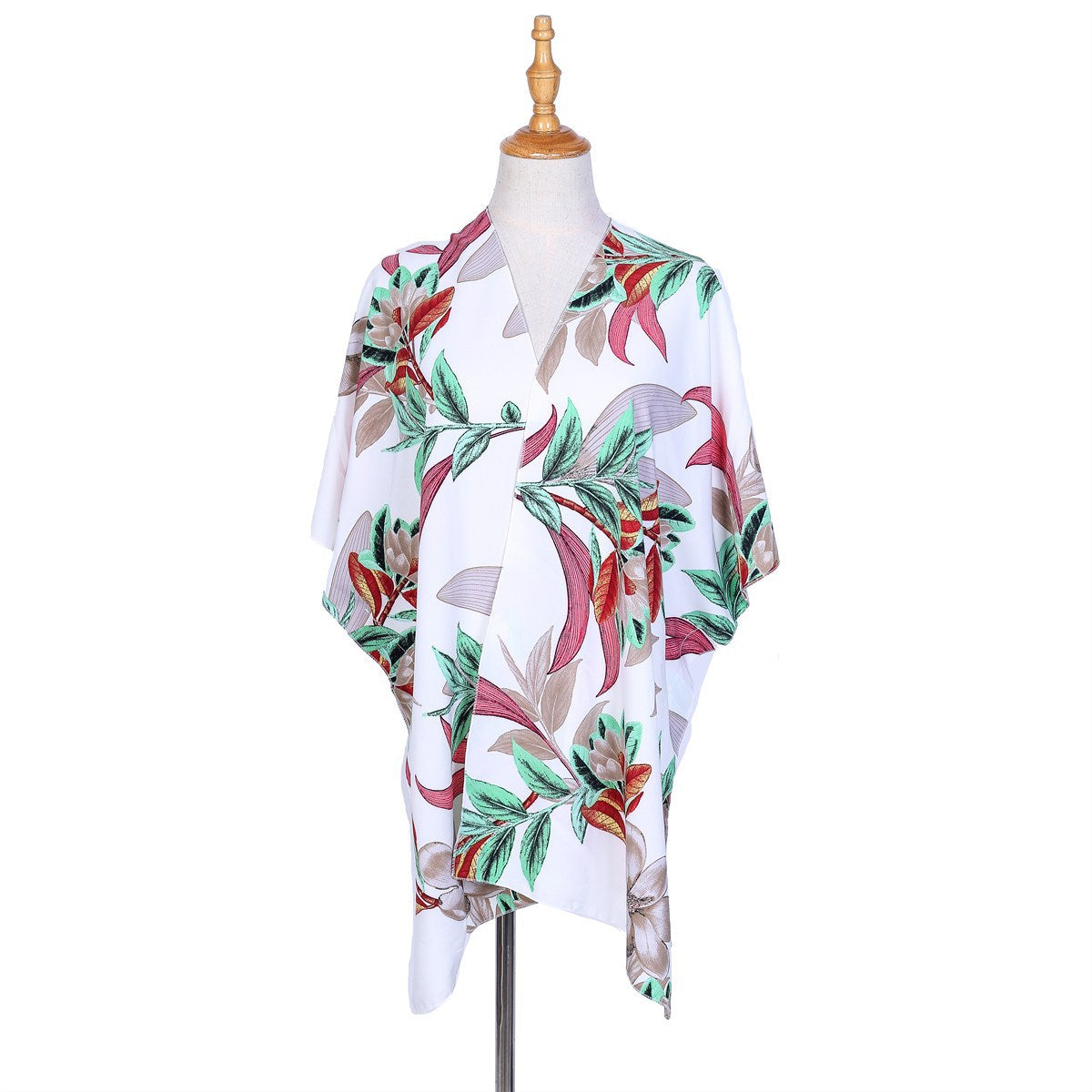 Spring Summer Vacation Travel Wild Chiffon Plant Floral Pattern Beach Sun Protection Blouse Bella Mia