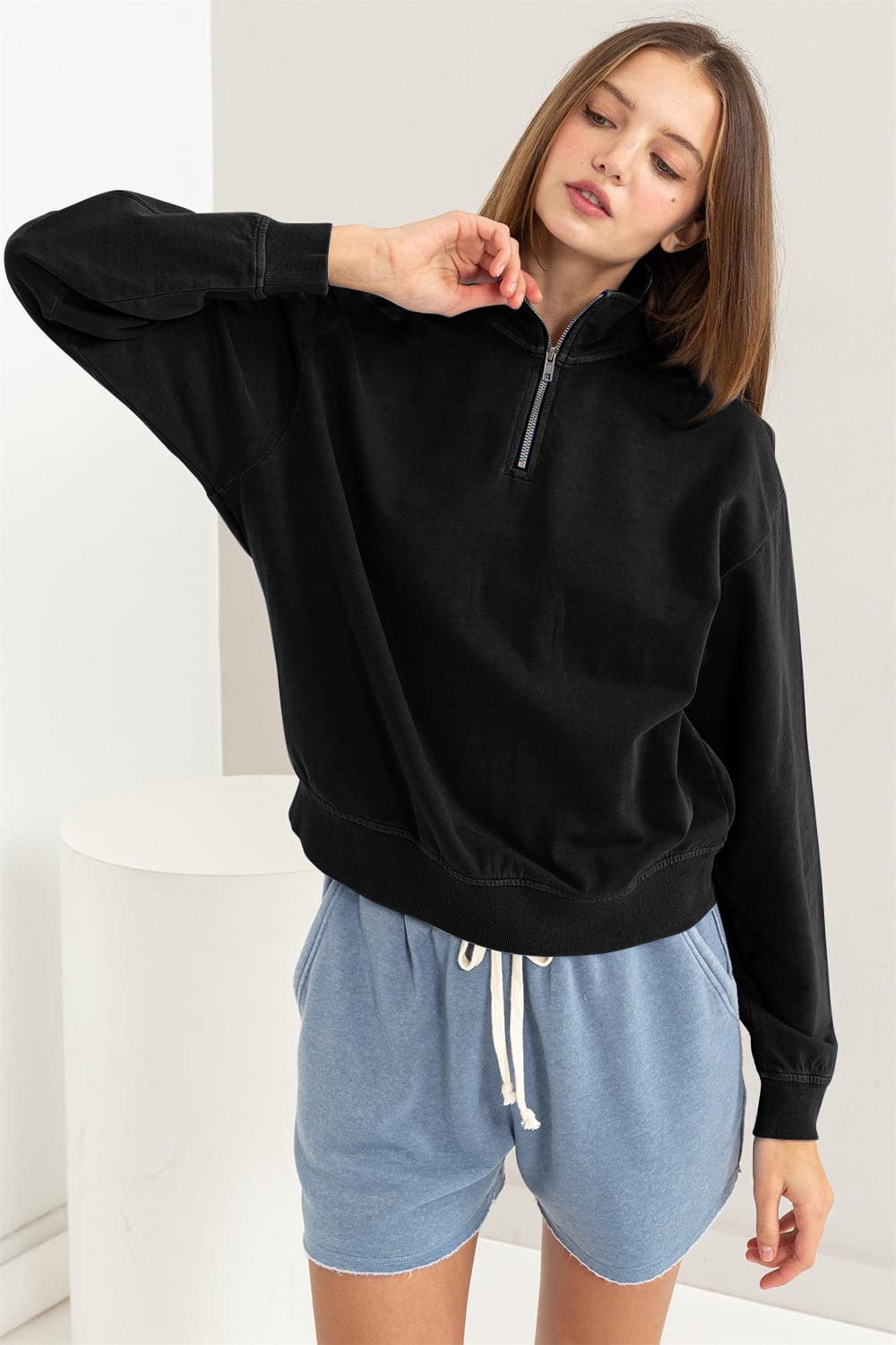 HYFVE Half Zip Drop Shoulder Sweatshirt.