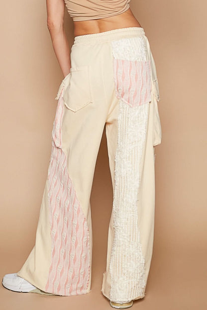 Crochet Detail Drawstring Wide Leg Trousers