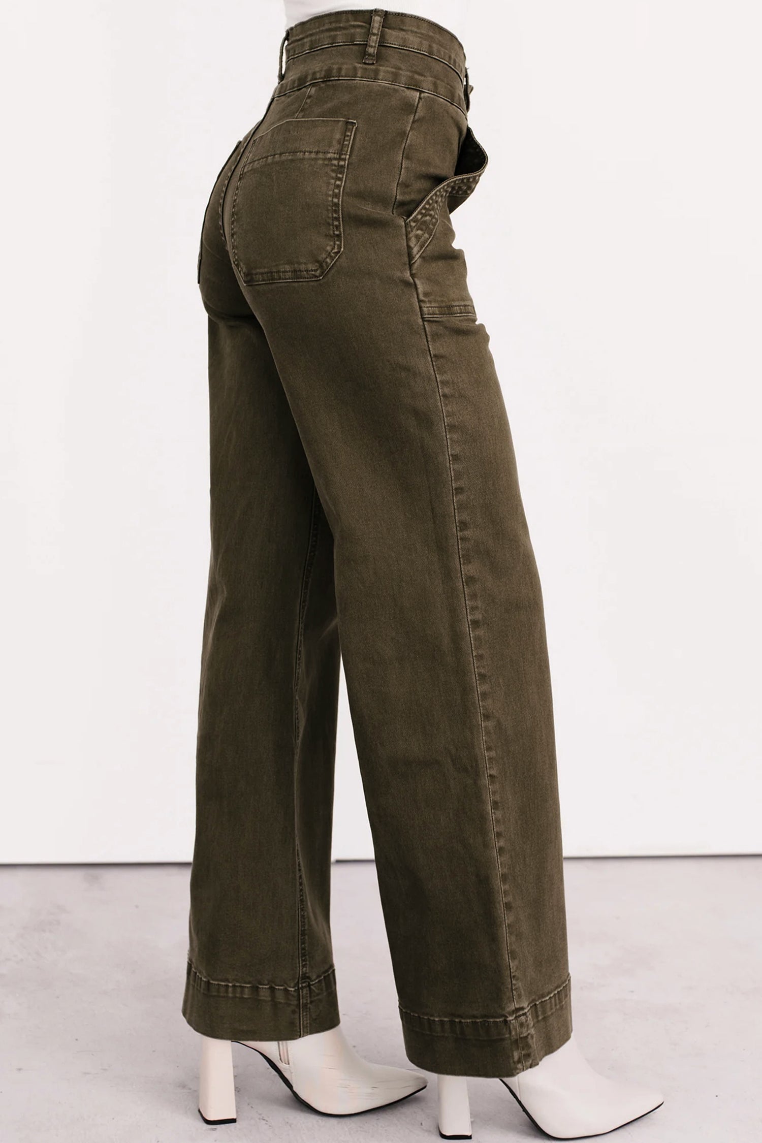 Jungle Green Double Waistband Loose Straight Jeans Dear-Lover Dropshipping