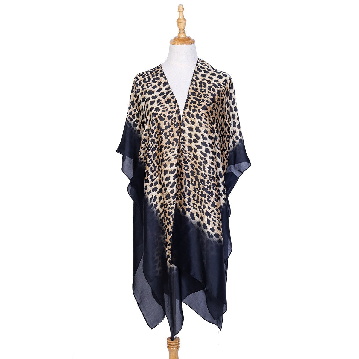 Leopard Pattern Imitation Silk Fabric Sunscreen Beach Beach Cover Up Kimono Cardigan Swimsuit Bella Mia