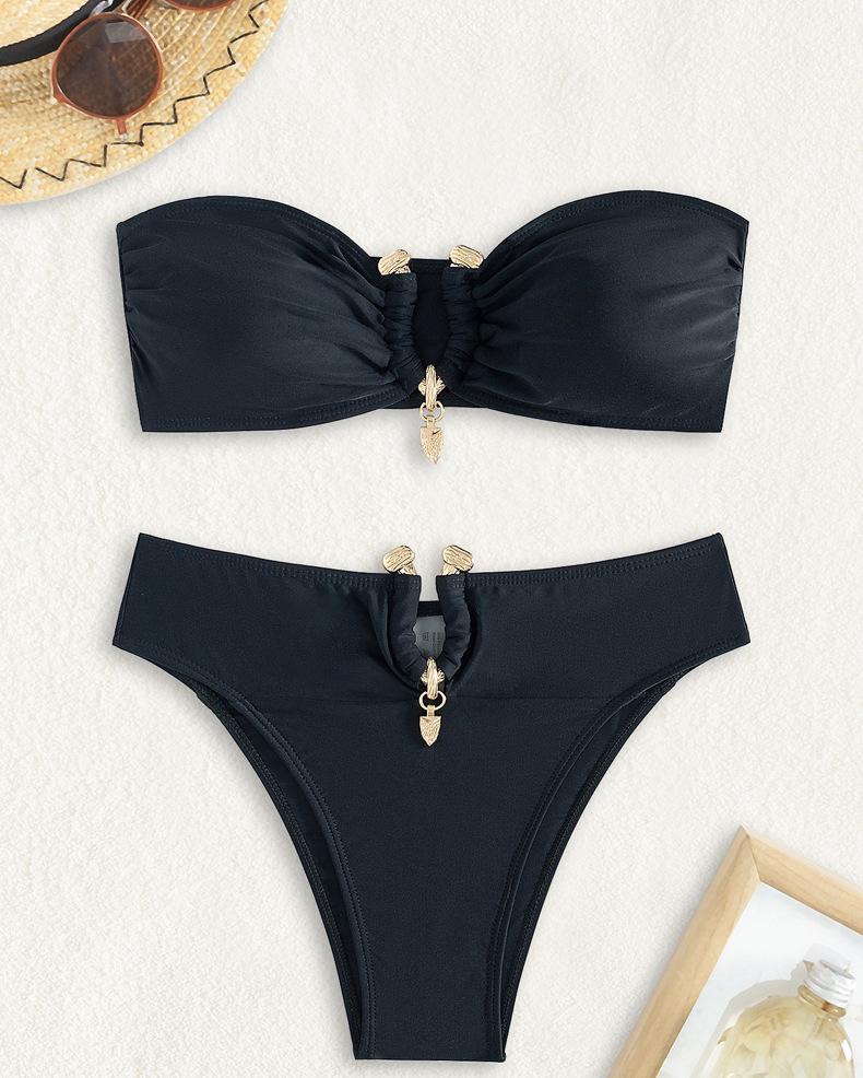 Solid Color Tube Top Bikini Sexy Split Swimsuit Set Women Bikini Swimsuit Bella Mia