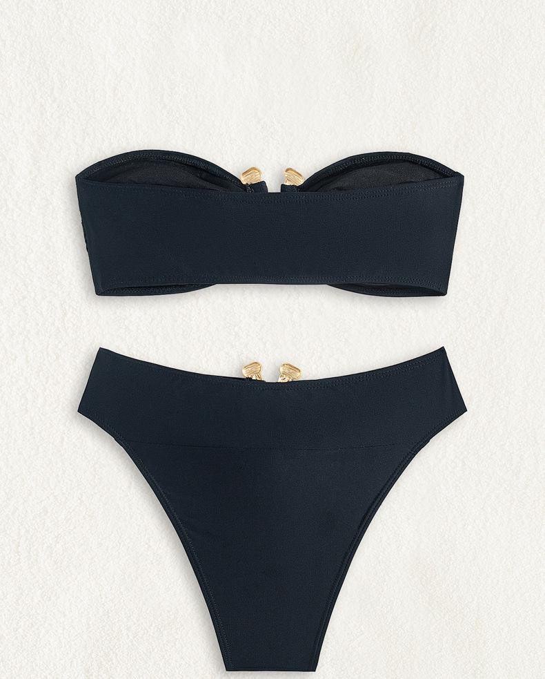 Solid Color Tube Top Bikini Sexy Split Swimsuit Set Women Bikini Swimsuit Bella Mia