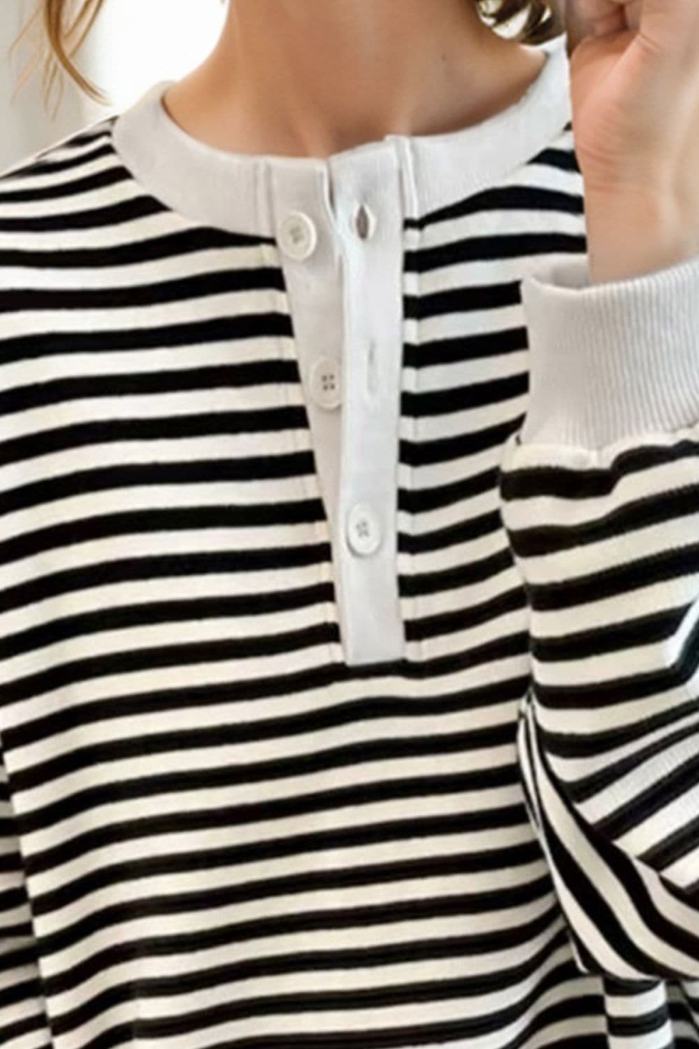 Striped Dropped Shoulder Long Sleeve Sweatshirt.