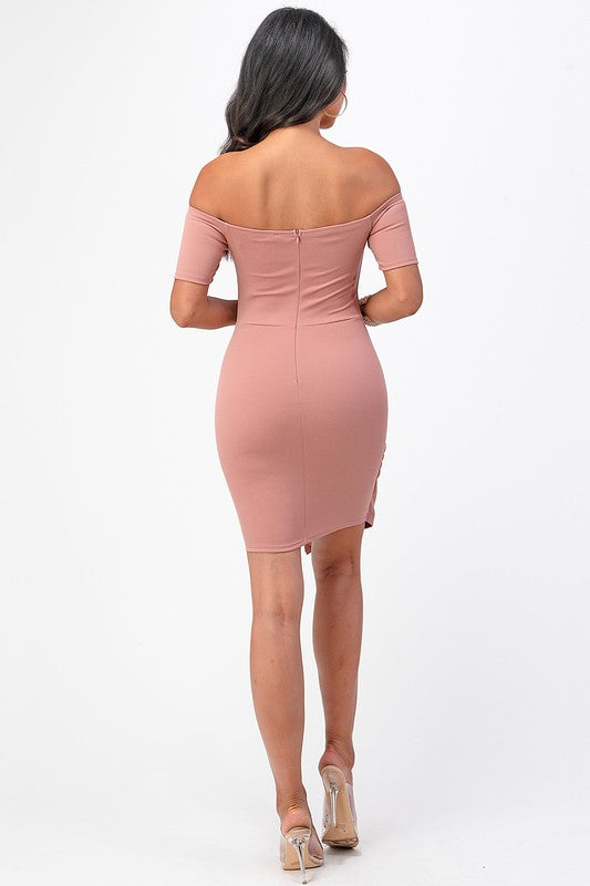off the shoulder front twist bodycon dress Coco’s Tee Boutique