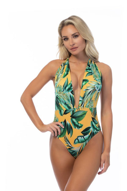 Paradise Plunge Ribbed One-Piece Swimsuit