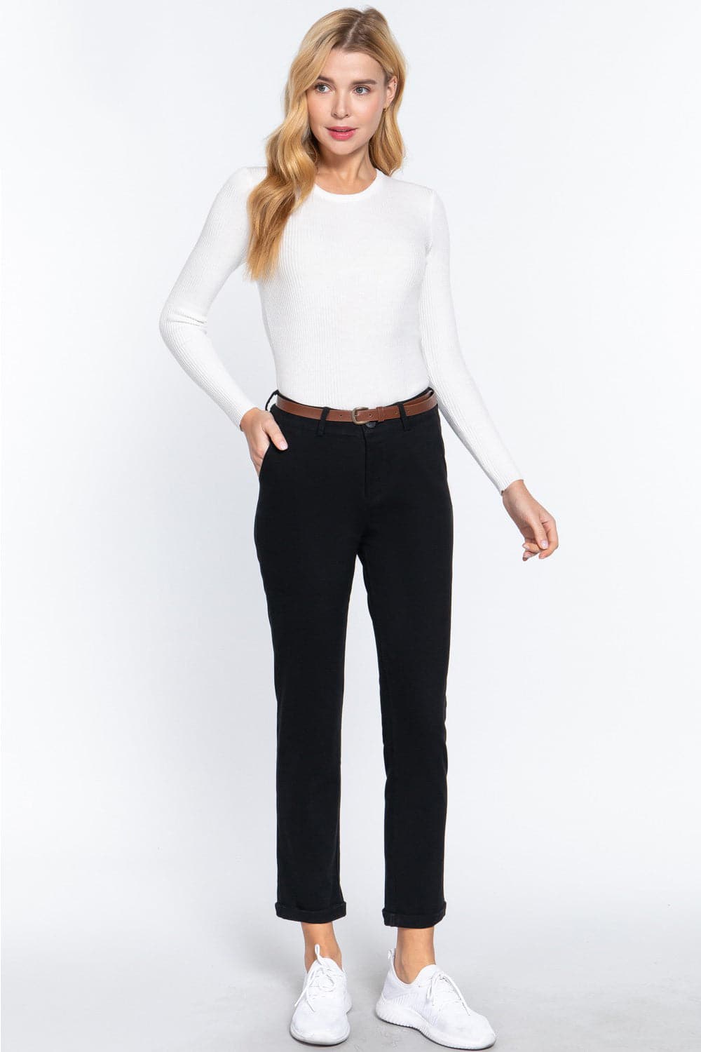 Cotton-Span Twill Straight-Leg Pants for Effortless Style and Comfort