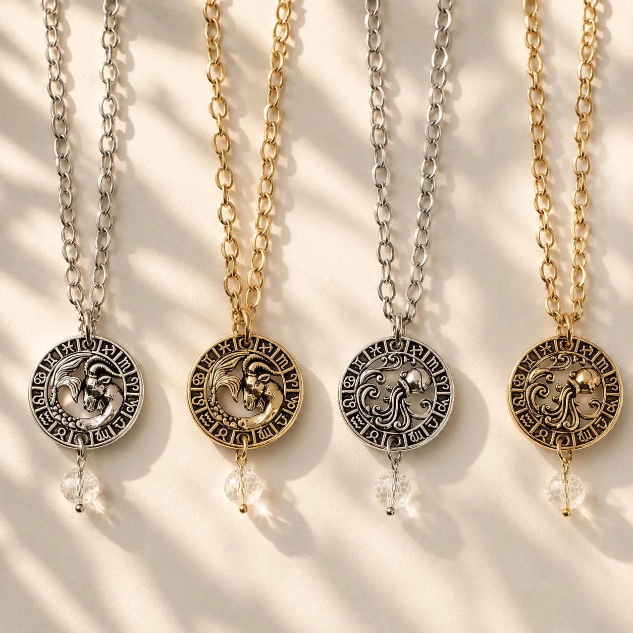 Katia Designs Be You Zodiac Original Lite Necklace, a beautiful faceted crystal pendant, displayed on a natural surface.
