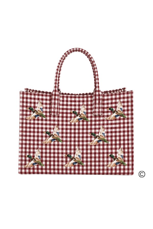 SC - ETA 10/15-10/29 Mallard Marshland Maroon Gingham Vinyl Tote©