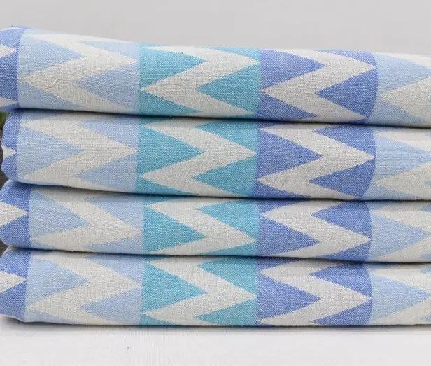Zig Zag Turkish Towel 100 Percent Natural Cotton Quick Drying Lightweight Versatile Beach Bath Blanket - Love Salve 