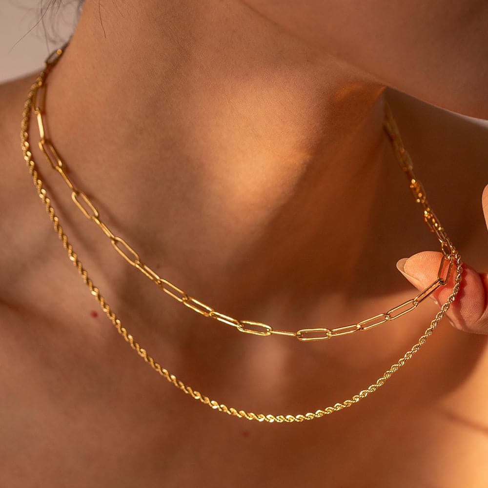 18K Gold-Plated Double Layered Necklace.