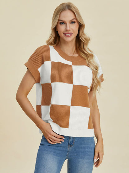 Chic Checkered Sweater - Plus Size