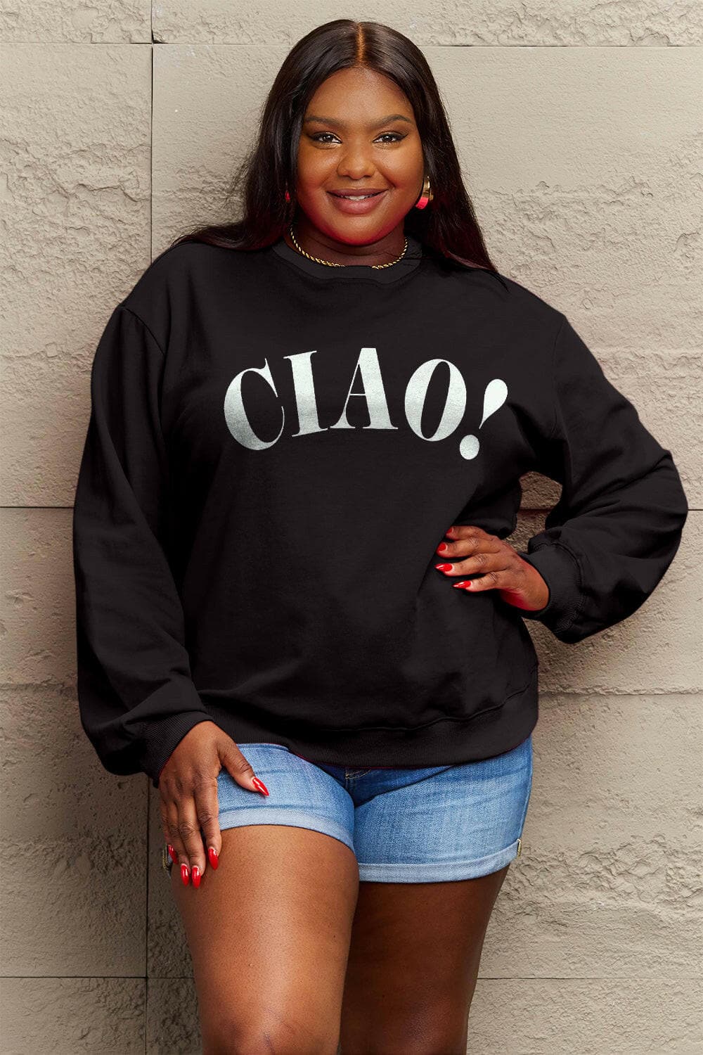 Simply Love Full Size CIAO！Round Neck SweatshirtSimply Love Full Size CIAO! Round Neck Sweatshirt
 Experience the perfect blend of comfort and style with our Simply Love Full Size CIAO! Round Neck Sweatshirt. CrafLove Salve Simply Love Full Size CIAO！Round Neck Sweatshirtplus