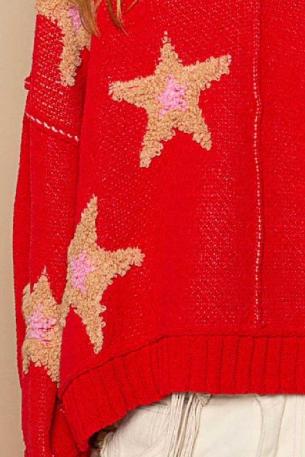 V-neck long sleeve sweater with star patch detail