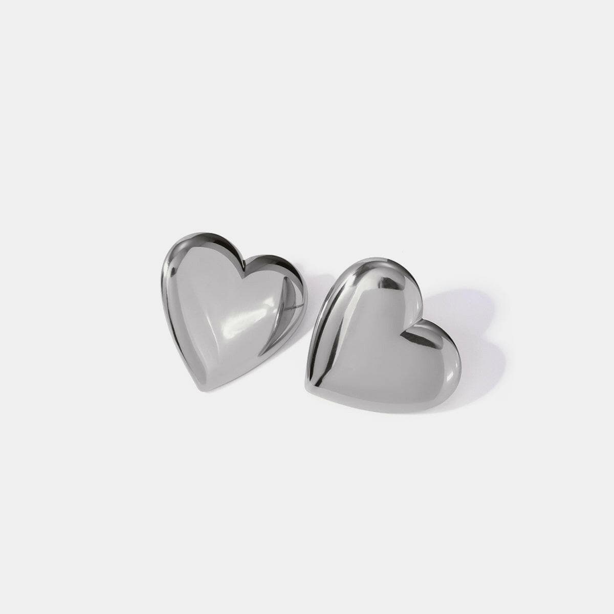 Stainless Steel Heart Stud Earrings.