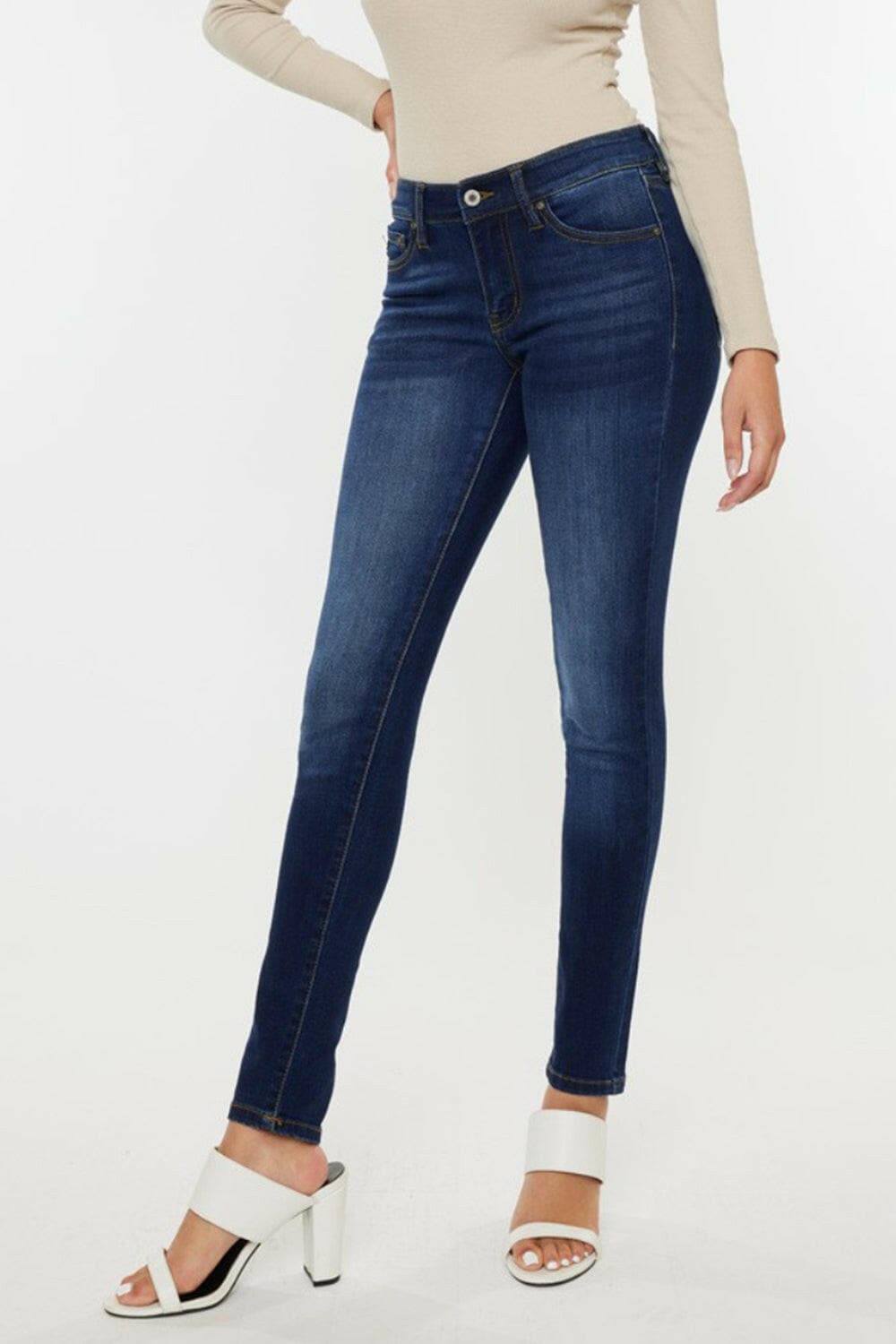 Kancan Mid Rise Gradient Skinny Jeans.