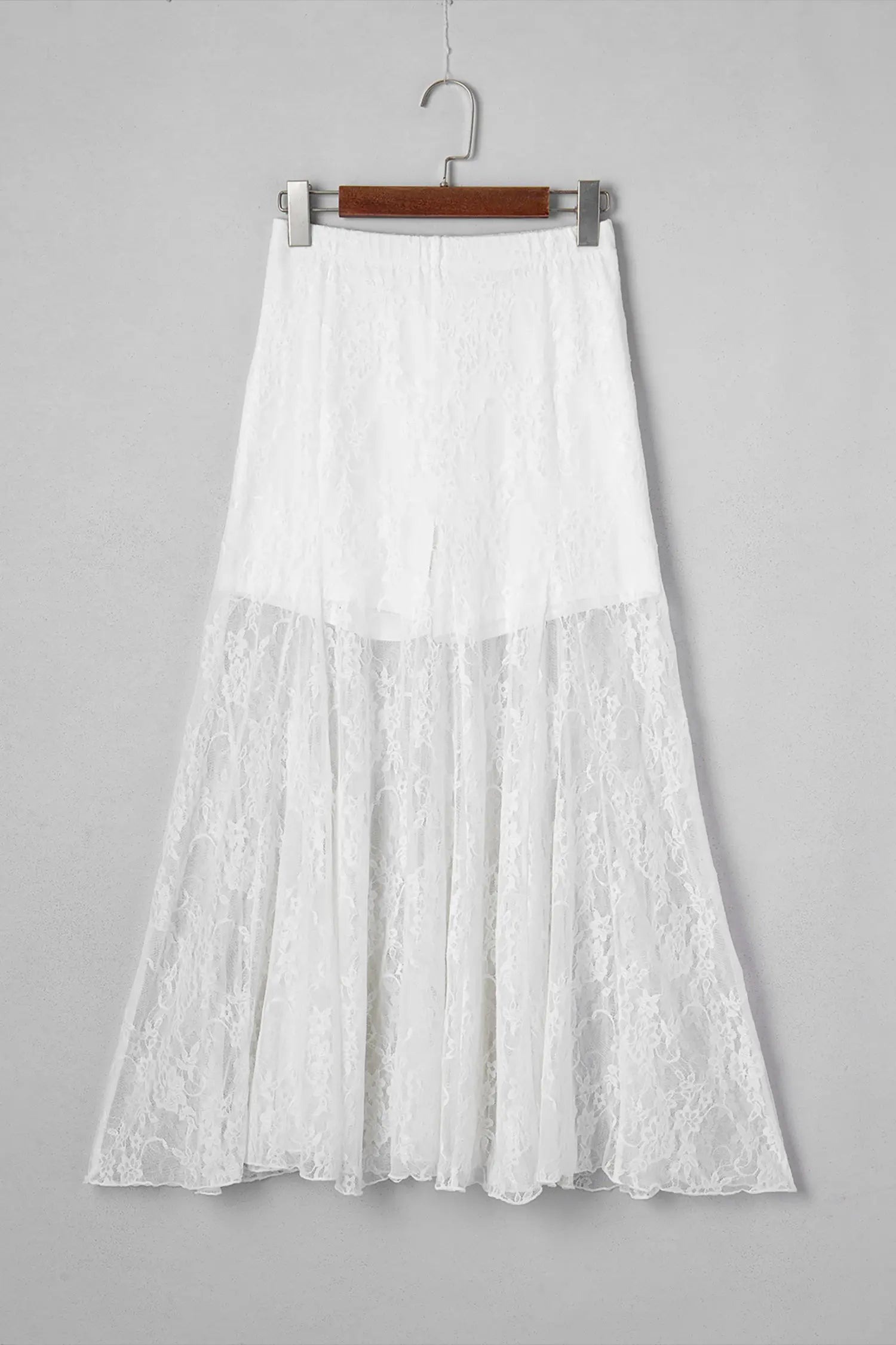 White Sheer Floral Lace Flowy Maxi Skirt For Women Dear-Lover Dropshipping