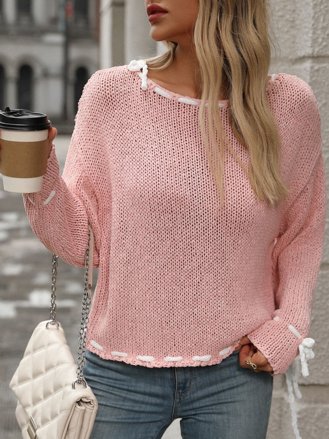 Dropped Shoulder Long Sleeve Sweater.