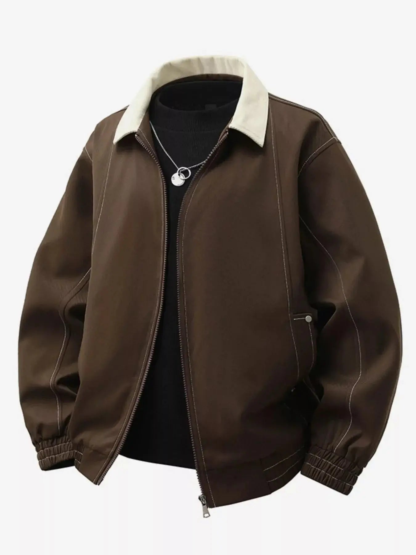 Men's Plus Size Collared Neck Zip-Up Jacket Simply Love