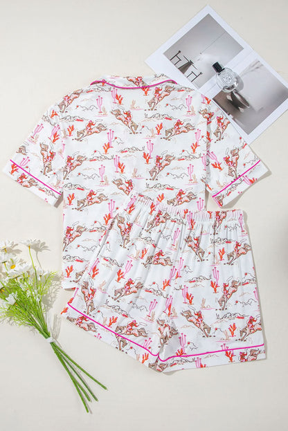 White Western-Themed Sleepwear Set