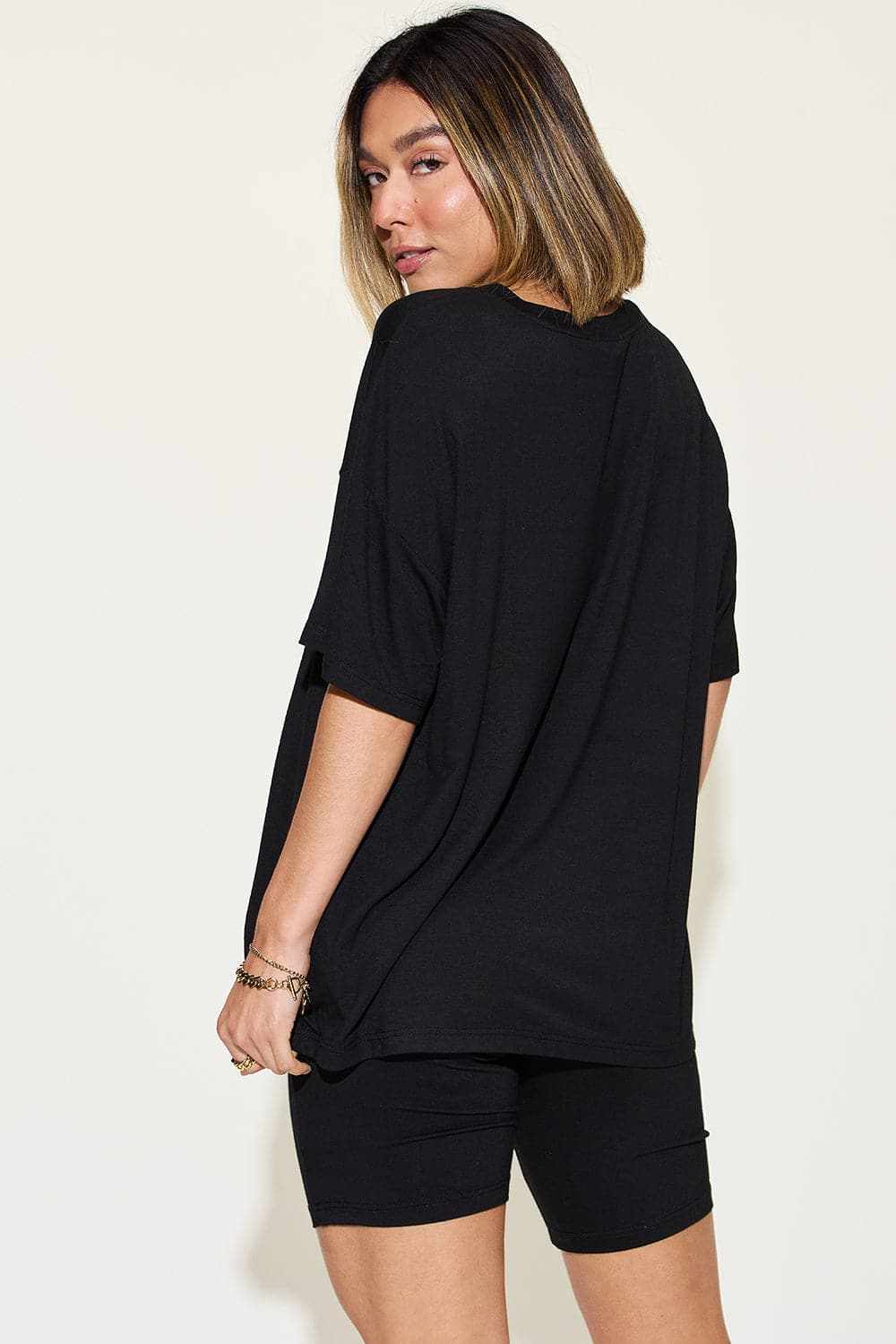 Basic Bae v-neck t-shirt & shorts set - Love Salve 