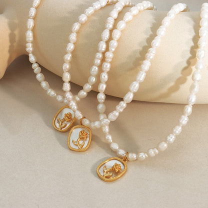 18K Gold-Plated Freshwater Pearl Necklace.